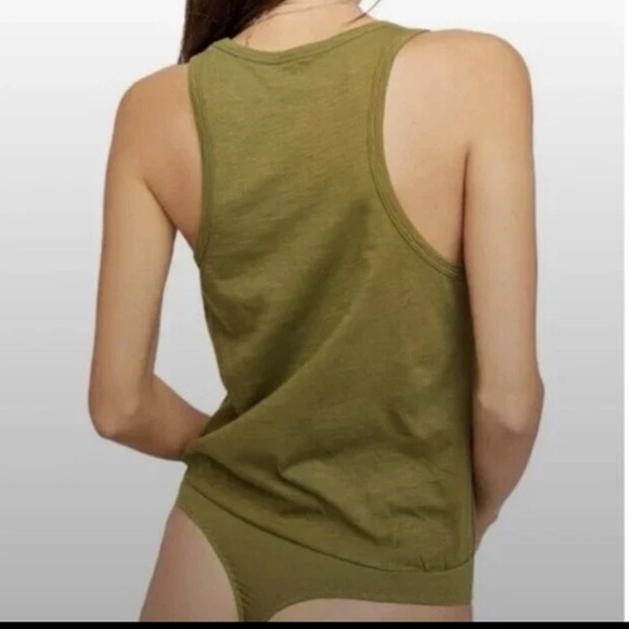 Free People Tee Off Bodysuit, Size L, Olive Green - Picture 2 of 9